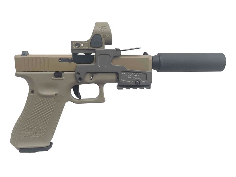WE 17 Series Gen 5 GBBP (Tan) with RMR, Suppressor and Mount